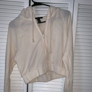 Cropped waffle knit hoodie